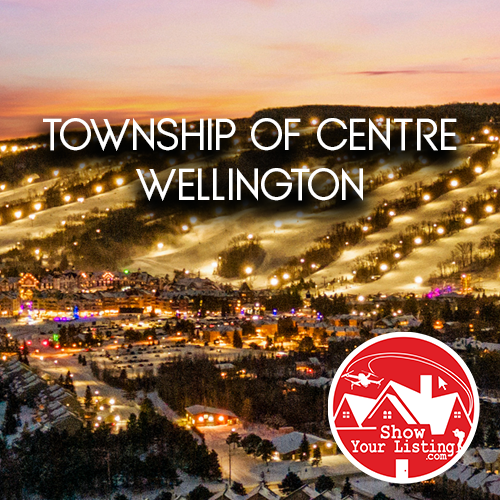 Stunning real estate photography of Centre Wellington showcasing vibrant community life, residential properties, and beautiful landscapes, highlighting small-town living and modern services.
