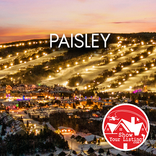 Scenic riverside view of Paisley, showcasing vibrant community life, ideal for real estate photography, outdoor activities, and capturing the essence of this charming village.